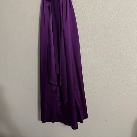 David Meister Purple Satin Strapless Cocktail Midi Dresss Size 4 - Picture 7 of 13